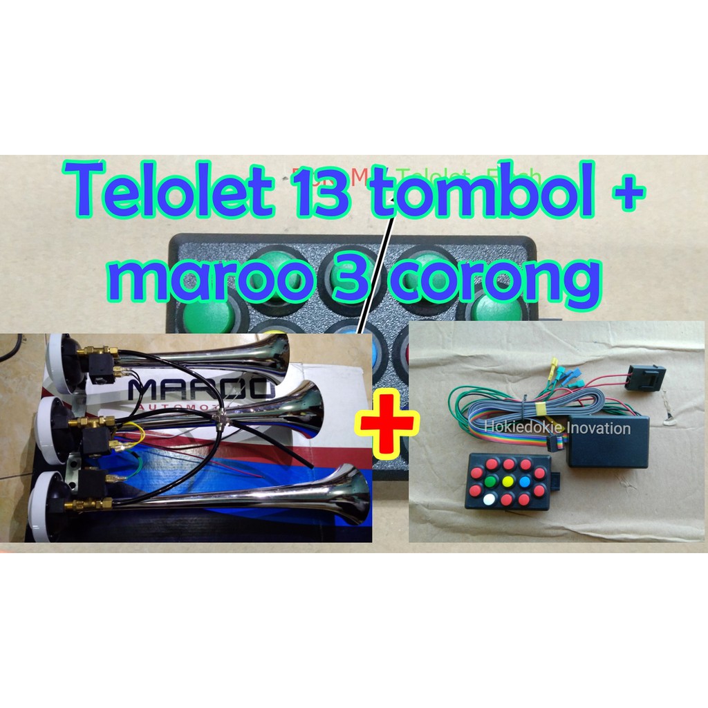 Telolet 3 corong merk maroo original  + modul 13 tombol 24 nada