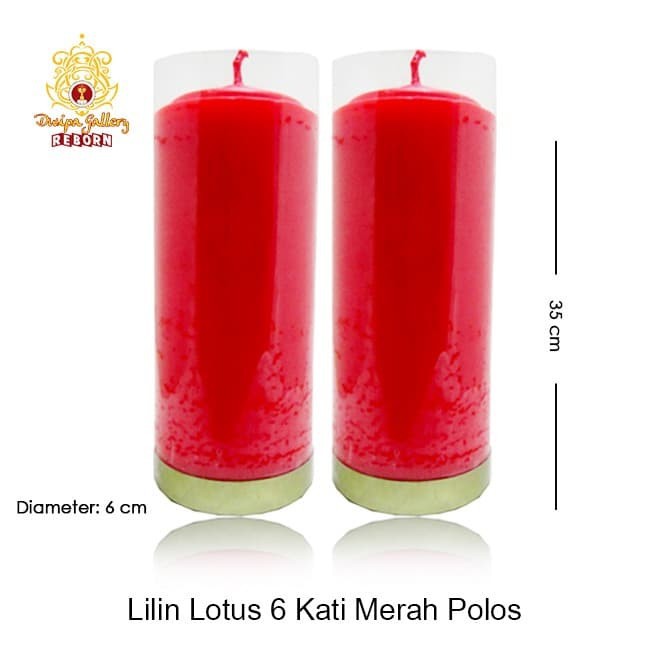 Lilin/Candle Puja Sembahyang Lotus 6 Kati Merah Polos