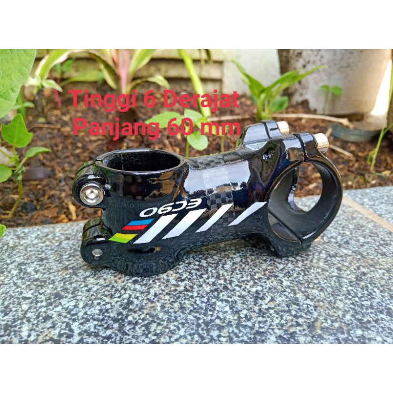 Stem Stang EC90 Alloy Carbon Panjang 60 mm Tinggi 6 Derajat Riser Handlebar Sepeda MTB Seli Roadbike