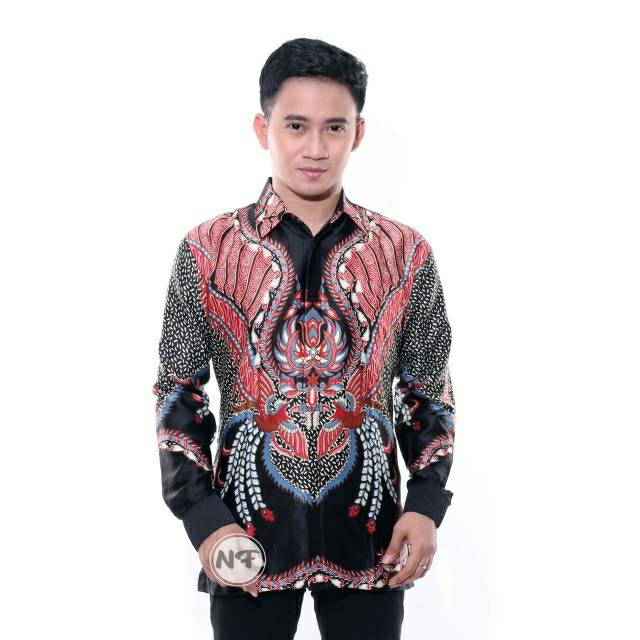 Kemeja Batik Semi Sutra Silky Premium Motif Manuk Ireng Eksklusif - Kemeja Batik Pria Lengan Panjang
