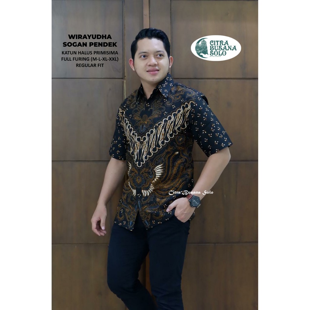 WIRAYUDHA SOGAN PENDEK Kemeja Batik Pria Full Furing Bahan Katun Halus Primisima