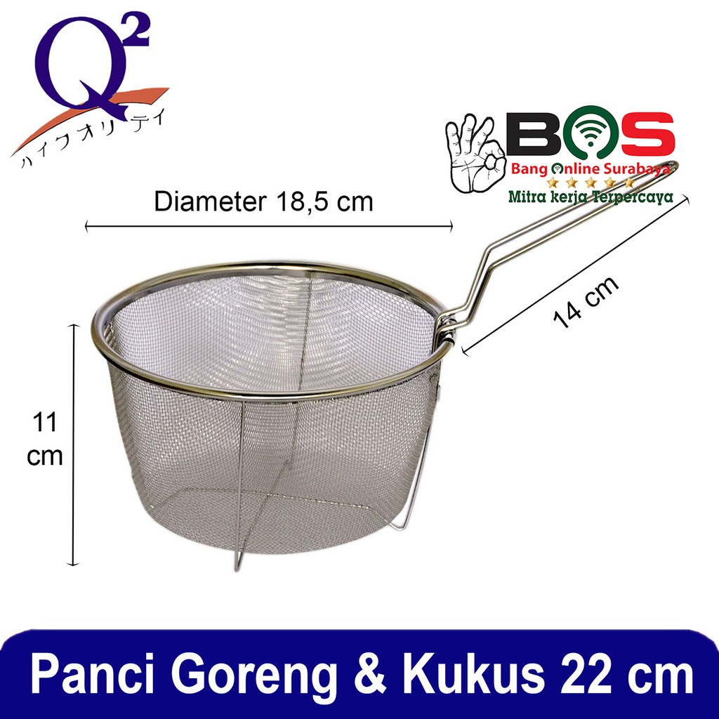 Panci Goreng Kukus 22CM Panci Deep Fry Stainless Q2-218 Q2 218 Q2218