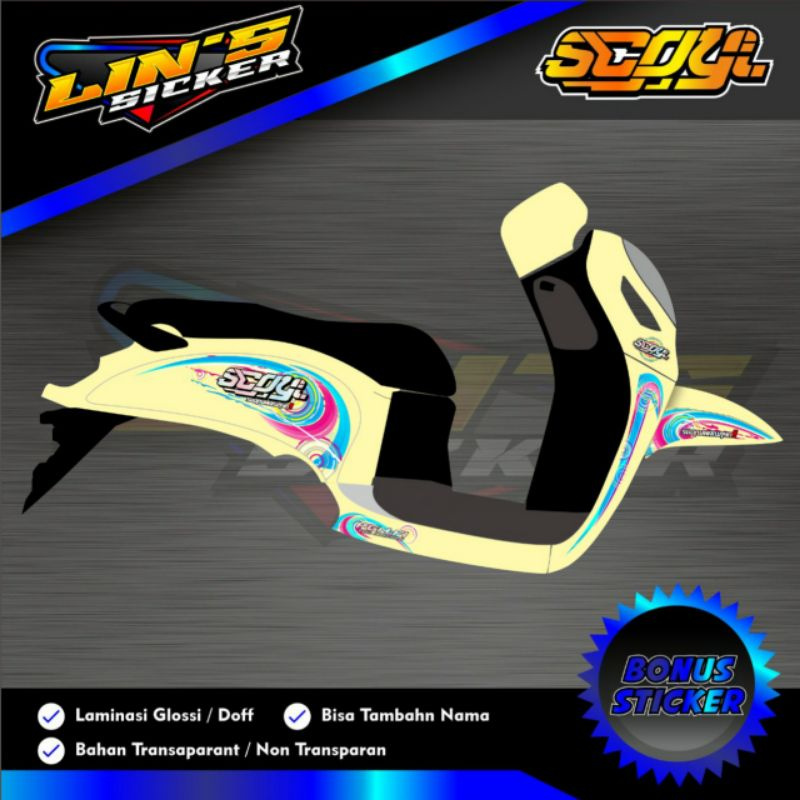 striping scoopy 2021 transparan costum terbaru / sticker motor scoopy 2021