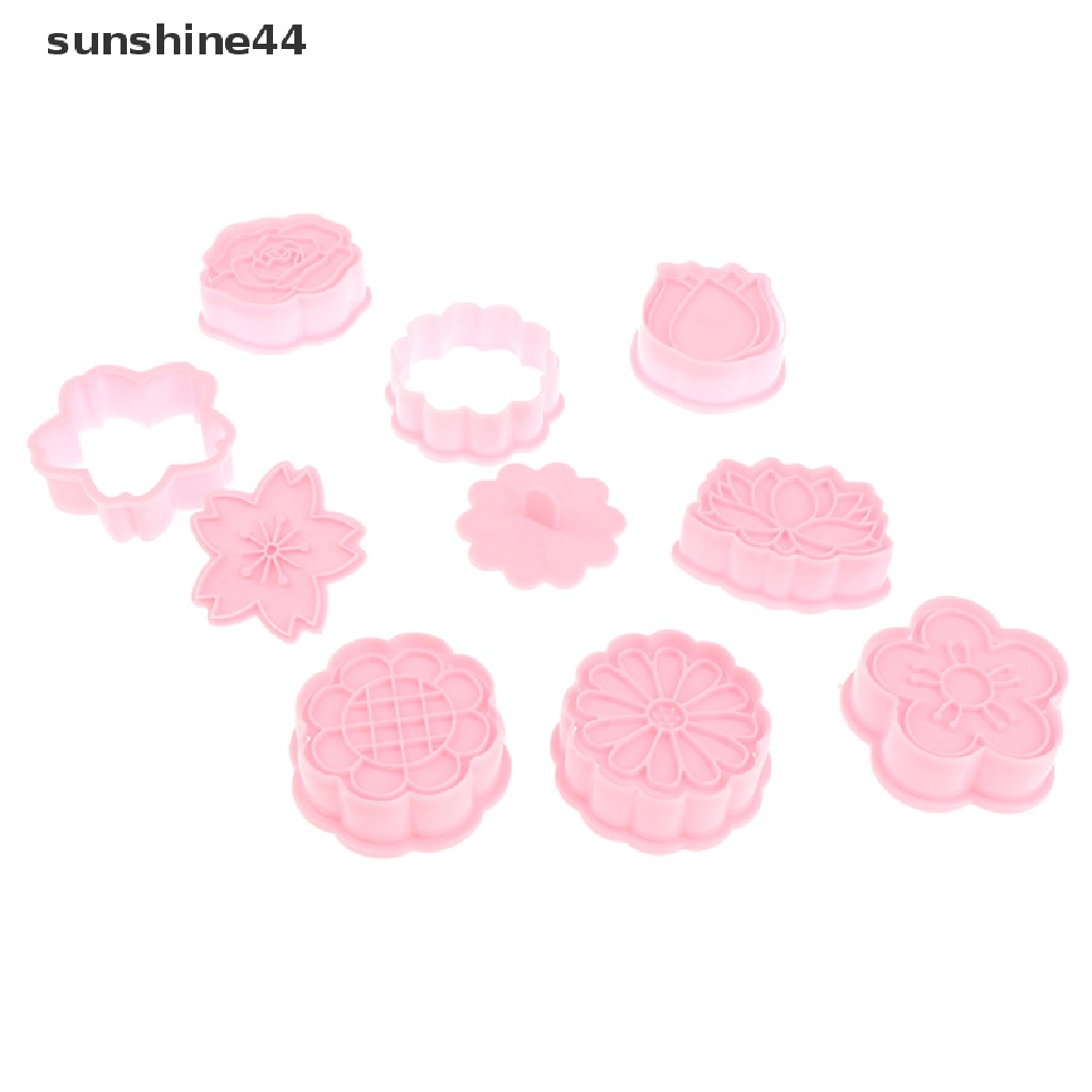 Sunshine 8pcs / set Cetakan Biskuit Bentuk Bunga 3D Bahan Plastik