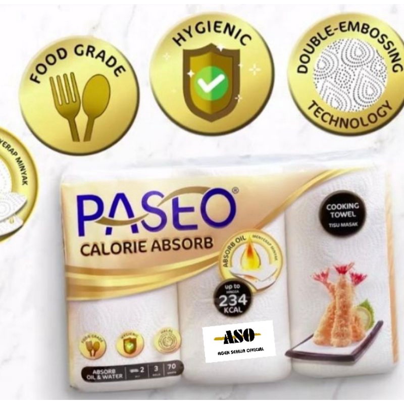 Tisu Tissue paseo tissue dapur kitchen towel 3 roll 70 s - PASEO CALORIE-1