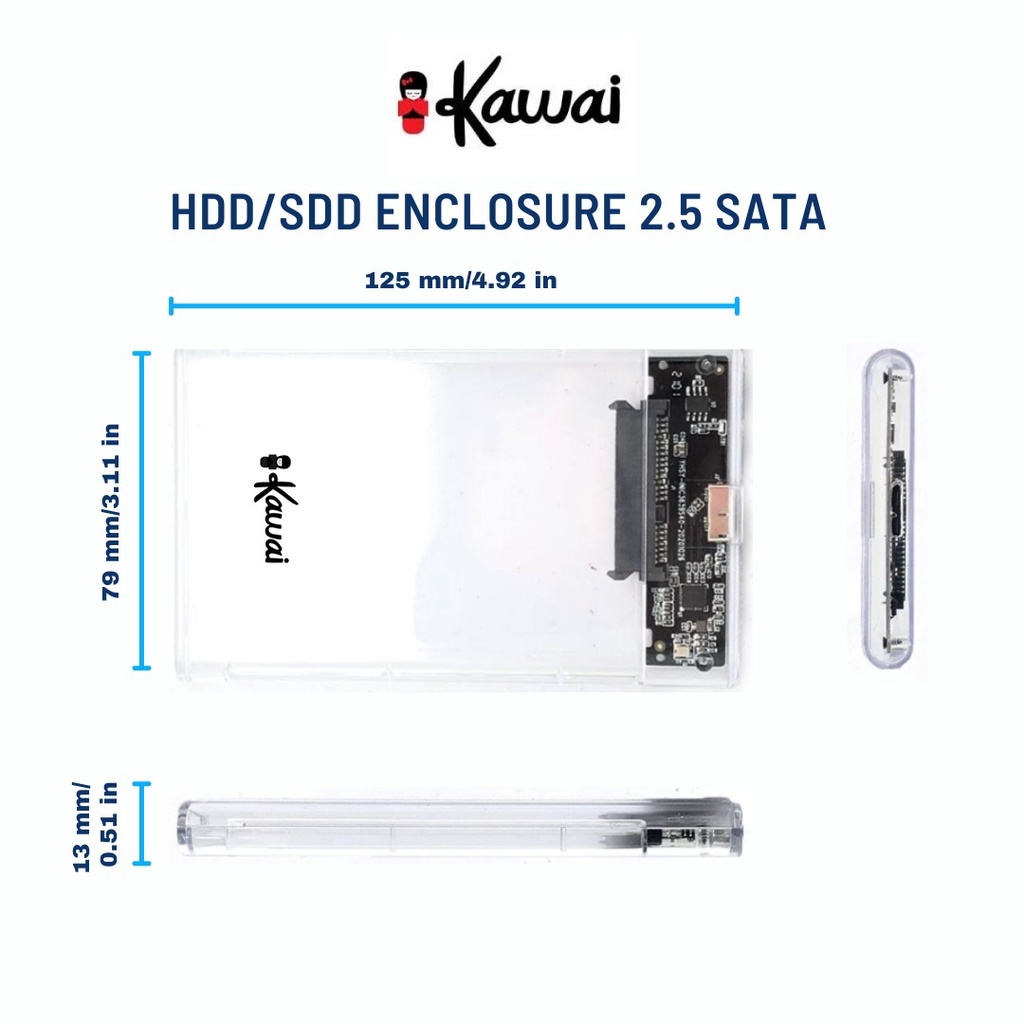 iKawai 2139U3 Enclosure SSD HDD Case 2.5 USB 3.0 External Casing SATA Compatible Hard Drive Enclosure Eksternal Case Orico 2139U3