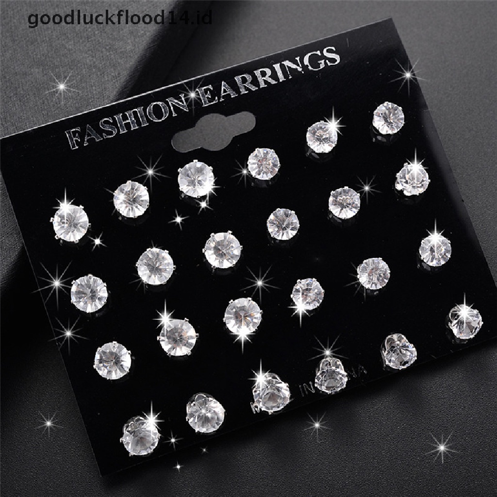 [OOID] 6/12Pairs Crystal Rhinestone Ear Stud Earrings Wedding Earrings Jewelry Gift ID