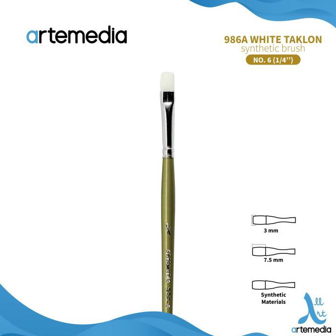 

Monggo] Artemedia Gold 986A Short Flat Taklon Brush - No. 6 Mm