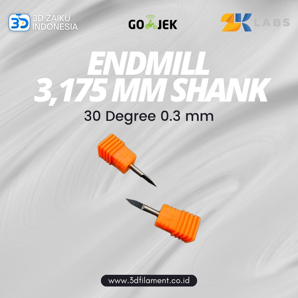 ZKLabs CNC Spindle Endmill Engrave Bit 3,175 mm shank 30 degree 0,3 mm