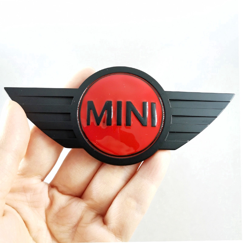 1pc Stiker Emblem Logo Sayap Mini Bahan Metal Untuk Mini Cooper