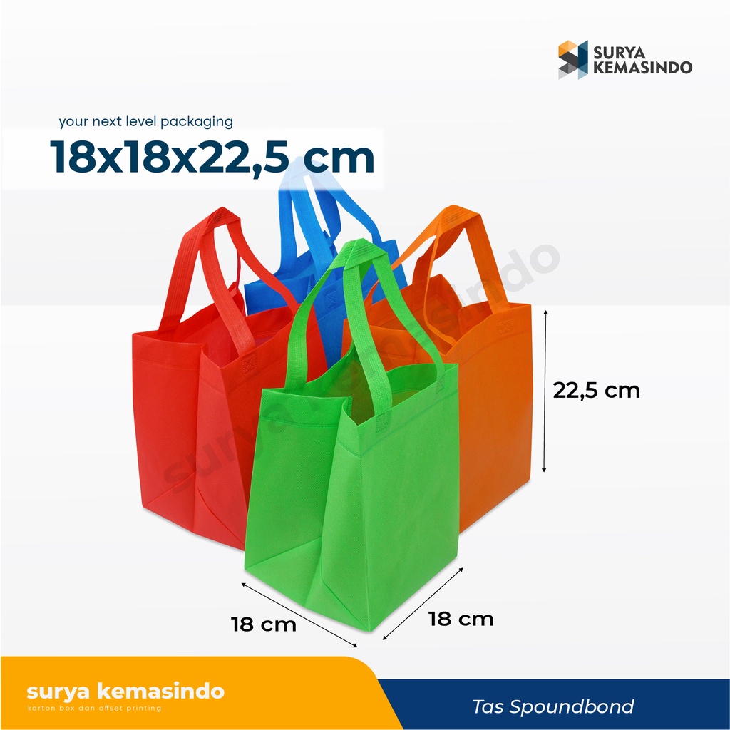 

Tas Spunbond 3D ( 18X18x25,5 cm ) tasspunbond/goodiebag/taskain/taskado
