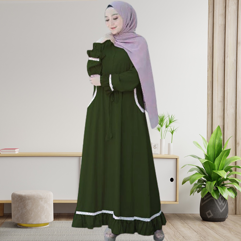 Terbaru Gamis HANIN Dress Muslim Baju Baju Terusan Wanita Gamis Casual