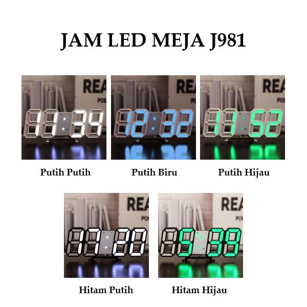 Grosir - J981 LED 3D Clock / Jam Dinding Digital / Jam LED Meja / Jam Alarm / Jam Dekorasi / Jam Unik