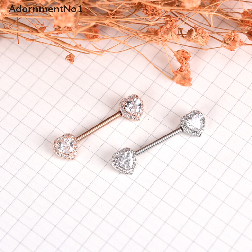 (AdornmentNo1) 1pc Anting Tindik Puting Bentuk Hati Bahan Surgical Steel Untuk Wanita