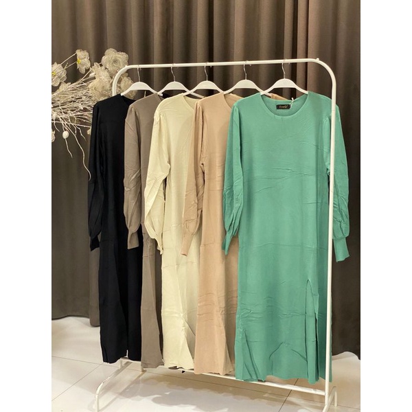 dress rajut belah vivorie premium/long tunik rajut vivorie premium