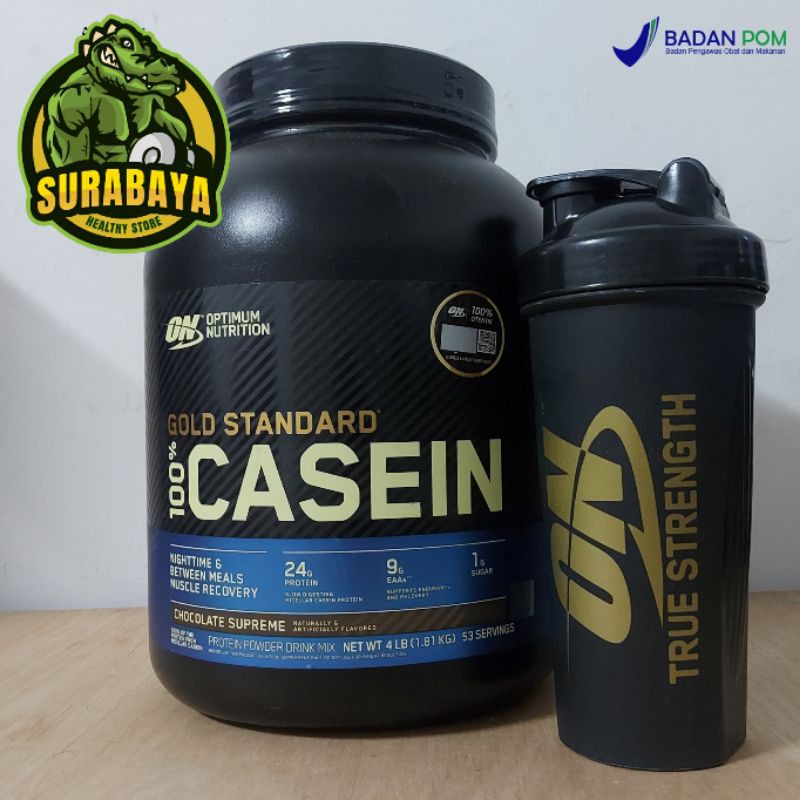 Optimum Nutrition ON Gold Standard Casein 4 Lbs BPOM Micellar Casein Time Release Protein 4Lbs