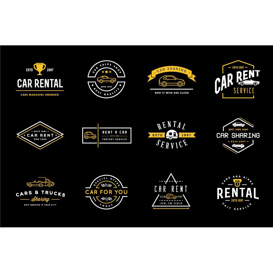 Awesome Vehicles Icons And Logo Set - Adobe Photoshop &amp; Illustrator