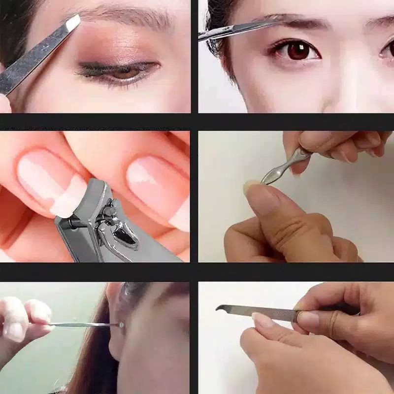 manicure set 7 in 1 gunting kuku nail art set dompet meni pedicure kikir kuku pinset korek kuping