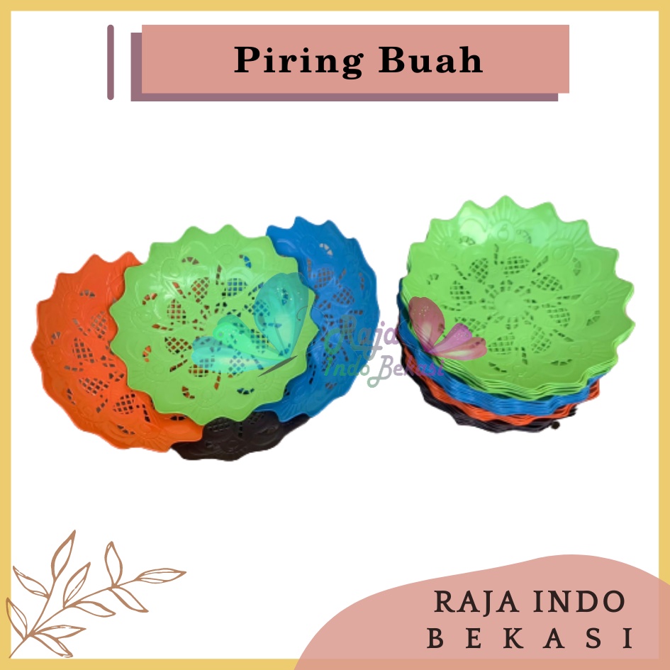 PROMO LUSINAN Piring Plastik Saji Buah Serbaguna Rotan Warna Warni Motif Bunga Murah Termurah Grosir Piring Buah Plastik Rotan Unik Lusinan Grosir Besar - 1 lusin / 12 pcs Piring Rotan Plastik Buah MOTIF BUNGA 21 cm