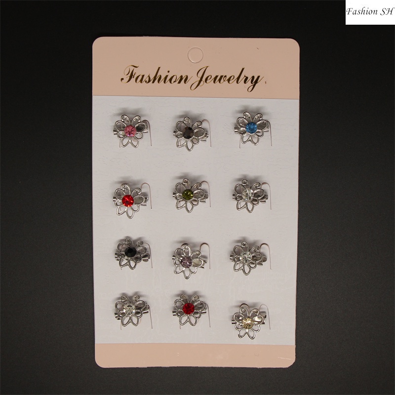 12pcs Bros Pin Butterfly Kecil Hias Kristal Untuk Aksesoris Scarf Wanita M70047