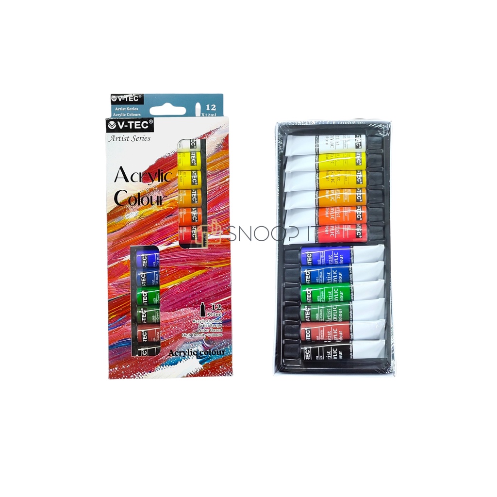 

Cat Akrilik V-TEC VT-812/A Acrylic Colours 12 Warna x 12 ML - Set SHSNP