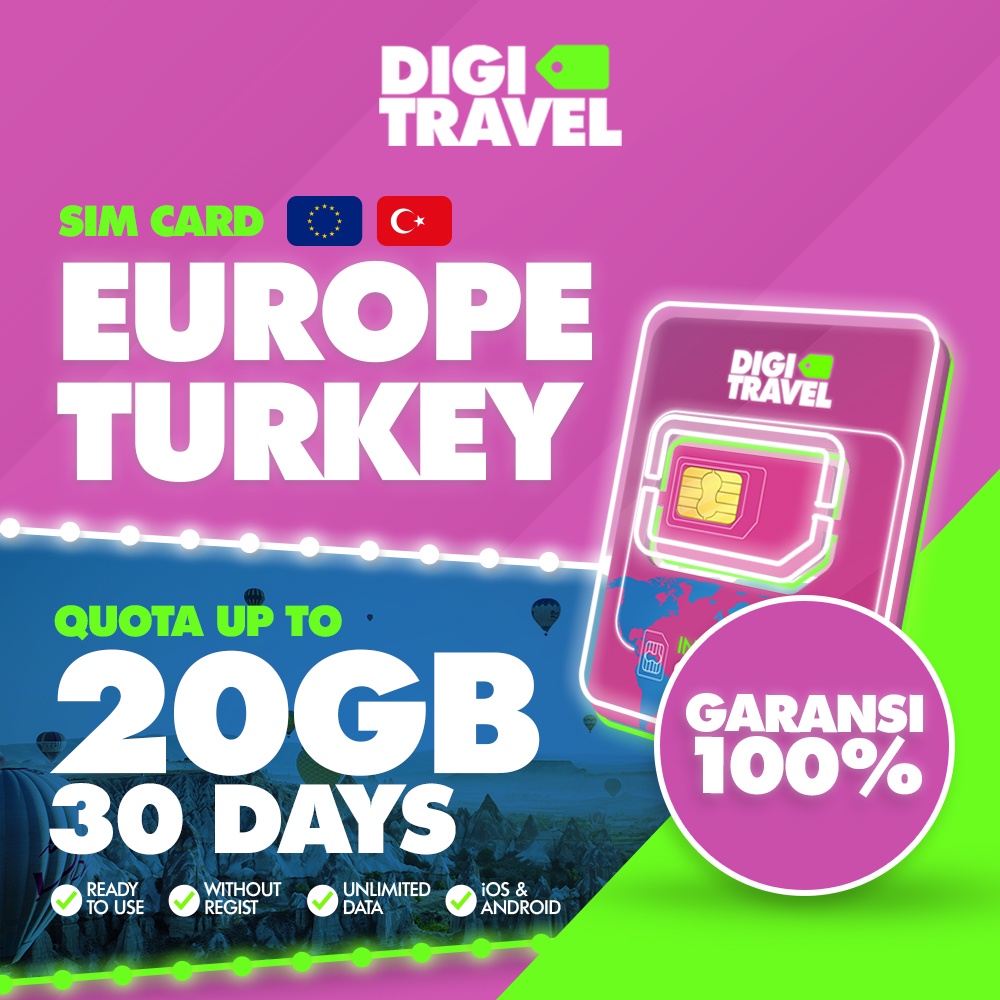 Jual DIGI TRAVEL Sim Card Turkey Eropa Kuota Extra Hari Sim