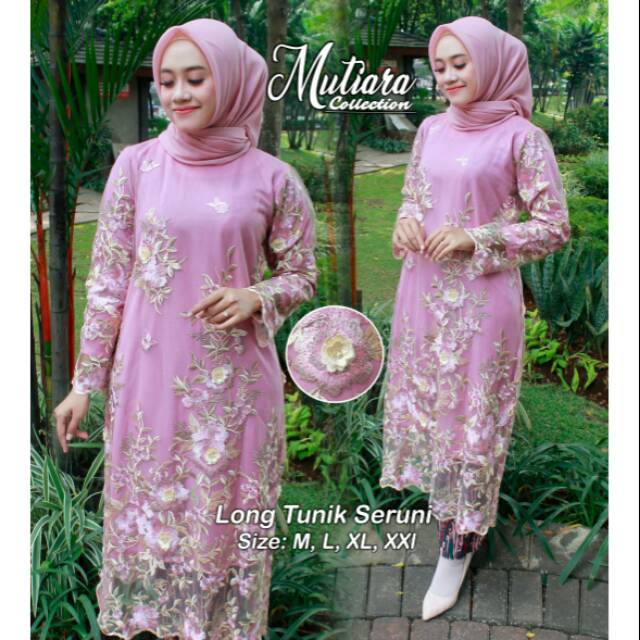 Setelan long tunik Seruni (long tunik + rok plisket)