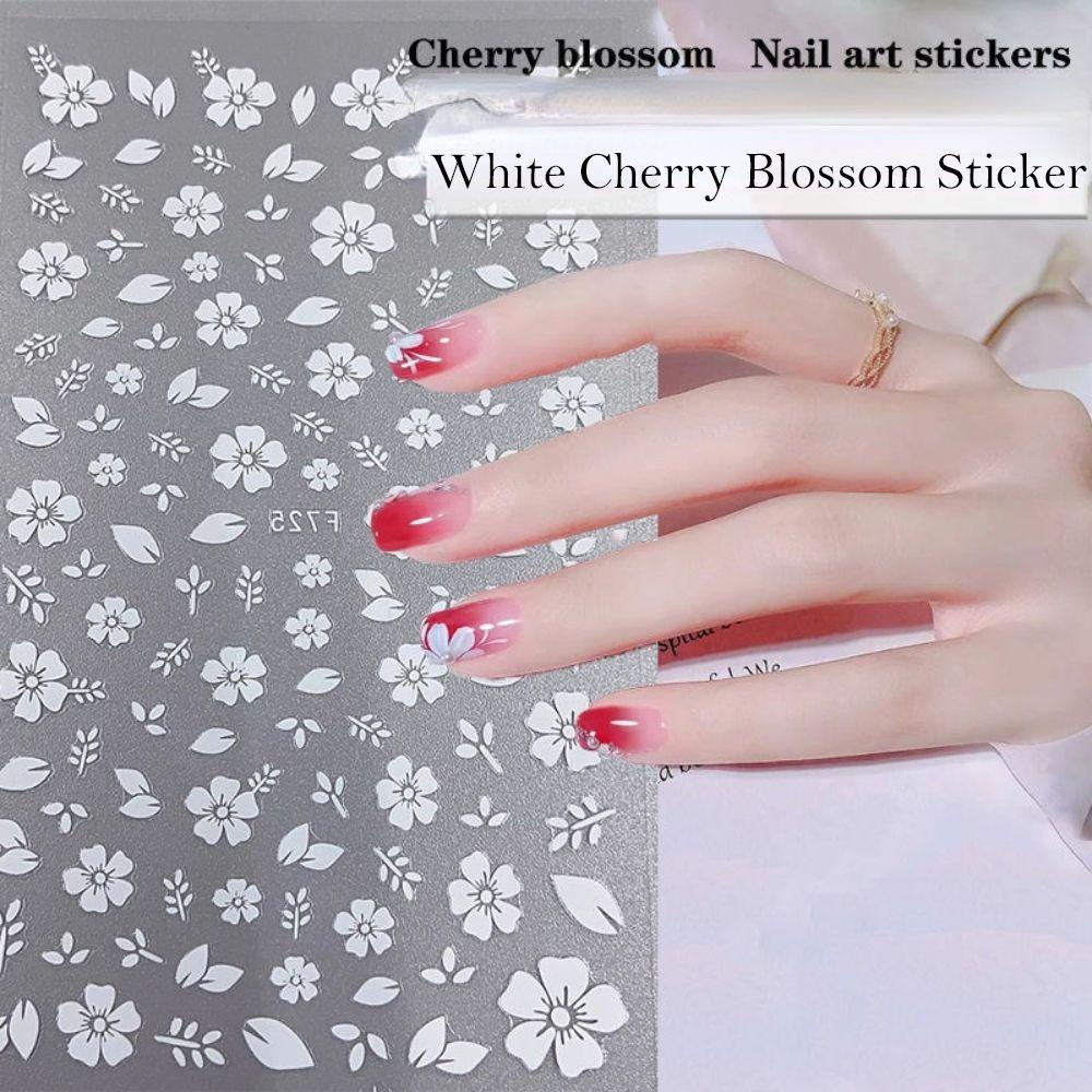 MXBEAUTY Bunga Sakura Stiker Kuku Es Kamelia Musim Semi Kuku Kecantikan Kaca Bunga Hiasan Kuku Manicuring Sticker DIY Nail Art Dekorasi