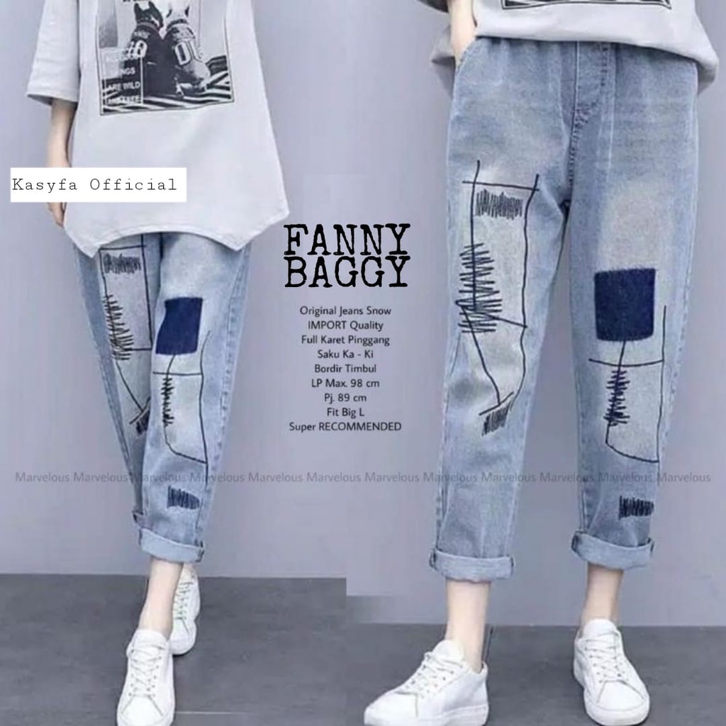 BAGGY JEANS POKI GESKA // CELANA JEANS BOYFRIEND SAKU DEPAN