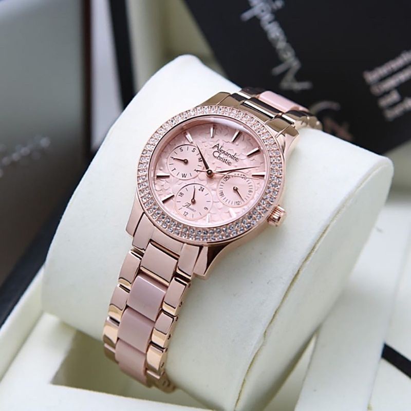 JAM TANGAN WANITA ALEXANDRE CHRISTIE AC 2932 ROSEGOLD PLAT PINK ALEXANDER CHRISTIE WANITA