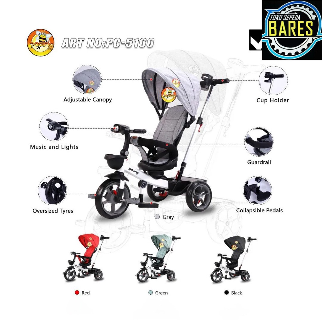 Sepeda Roda Tiga Anak Pacific JR PC-5166 / Tricycle