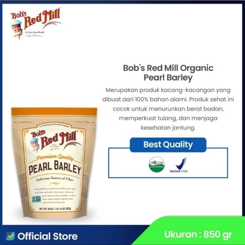 

BOB' S RED MILL ORGANIC PEARL BARLEY 30 OZ 850 GR
