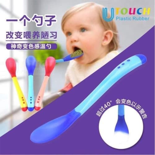 Sendok Makan Bayi Baby safety spoon silikon heat sensor panas reliable