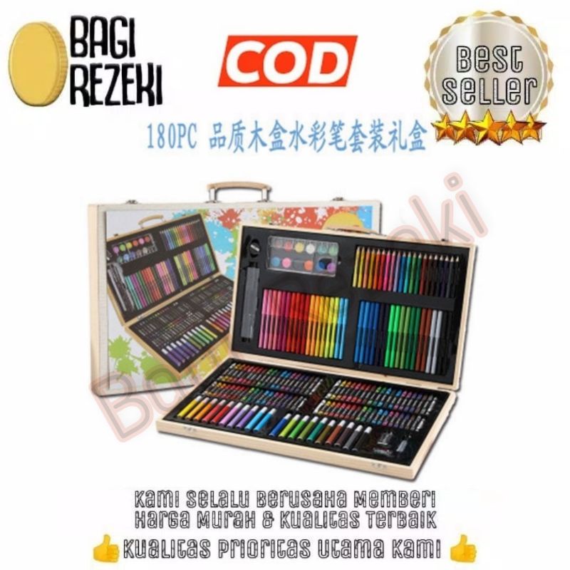 

Crayon 180pcs Art Set Drawing Koper Wooden Box Children Pensil Warna
