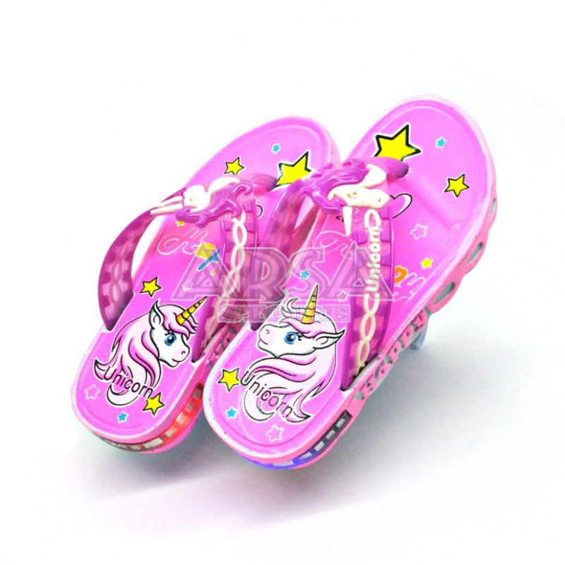 Sandal LED Anak Perempuan / Sandal Nyala Anak Cewek Unicorn / Kado Untuk Anak Murah Usia 2 - 7 tahun