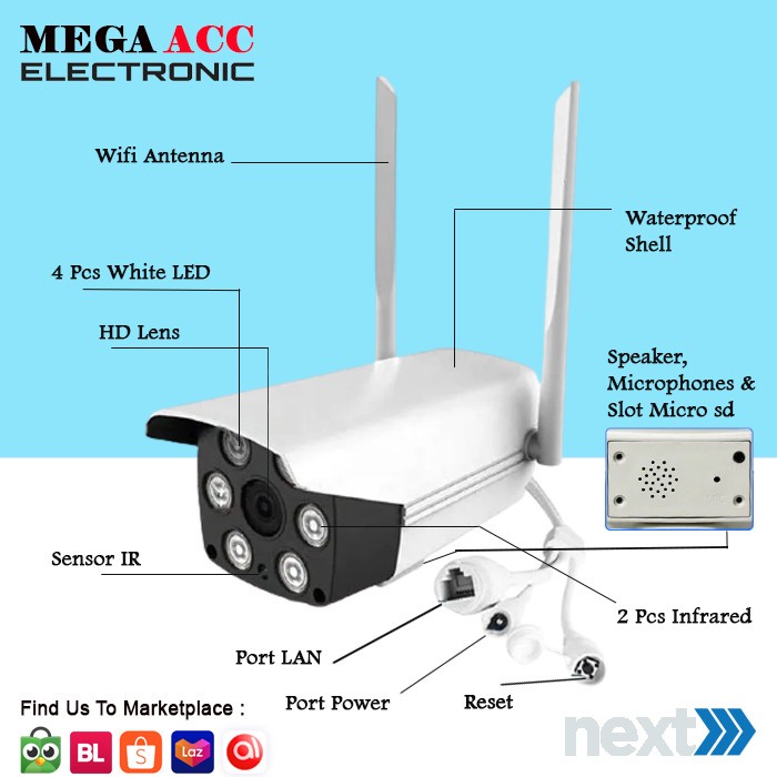 Ip Camera Outdoor Wireless Dual Antena 5 MP HD 1080P - CCTV WIFI