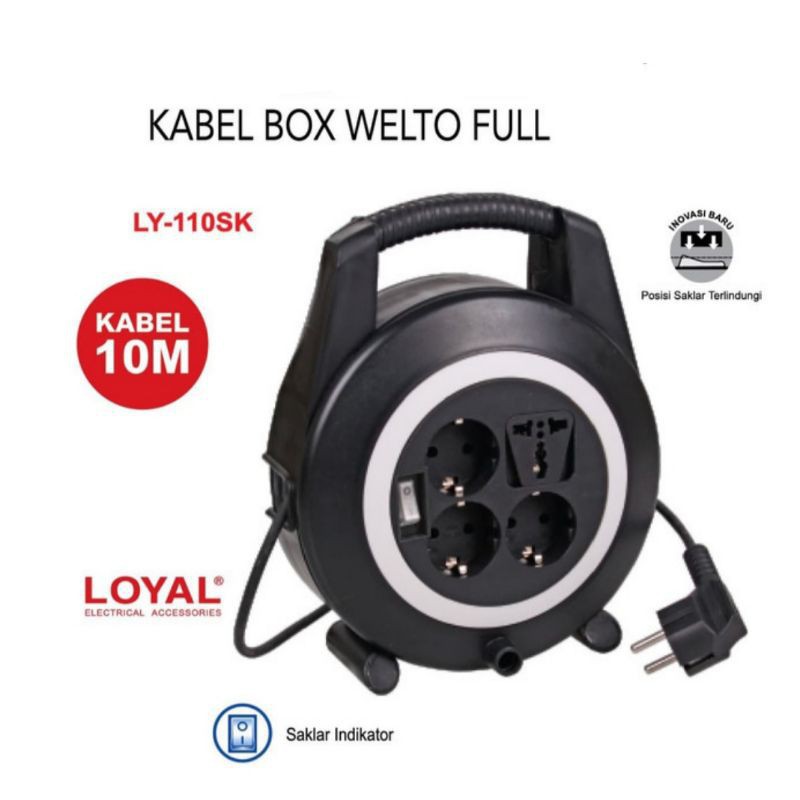 KABEL ROLL LOYAL WELTO FULL LY-110 STOP KONTAK 4 LUBANG 10 METER LOYAL WELTO