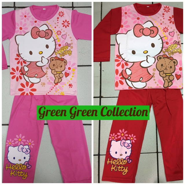 Piyama Kaos Hello Kitty Merah/Pink