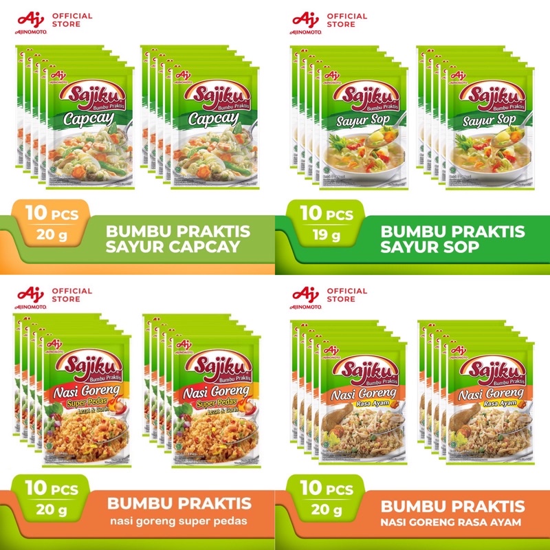 (10 sachet) Bumbu Praktis SAJIKU (Nasi Goreng, Sayur Sop, Capcay)