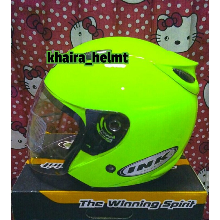 Helm ink super grade ori (semi not down)-Hijau stabilo