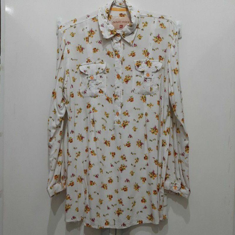 SECOND Kemeja Novel Mice Bunga Kuning