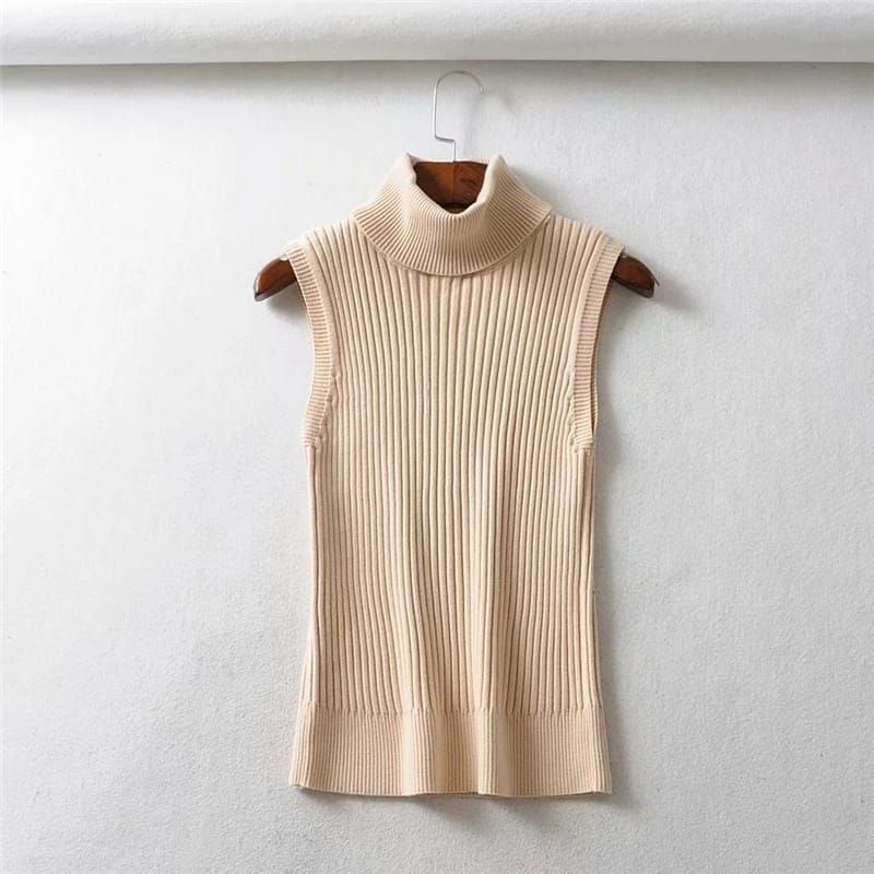 GS047 Turtleneck Tanktop Rajut  Kerah Tinggi Yohana