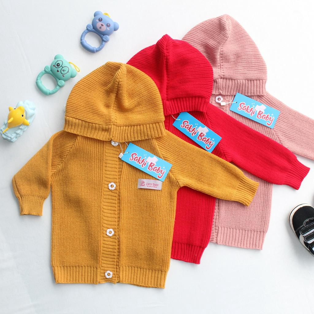 Sakhi Baby Jaket Sweater Hoodie Rajut Anak Laki Laki Perempuan Umur 1 Sampai 2 Tahun