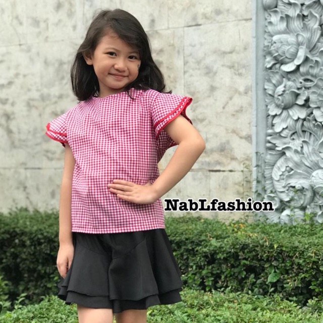 Atasan ruffle blouse anak perempuan bahan katun untuk anak usia 2-5 tahun nablfashion