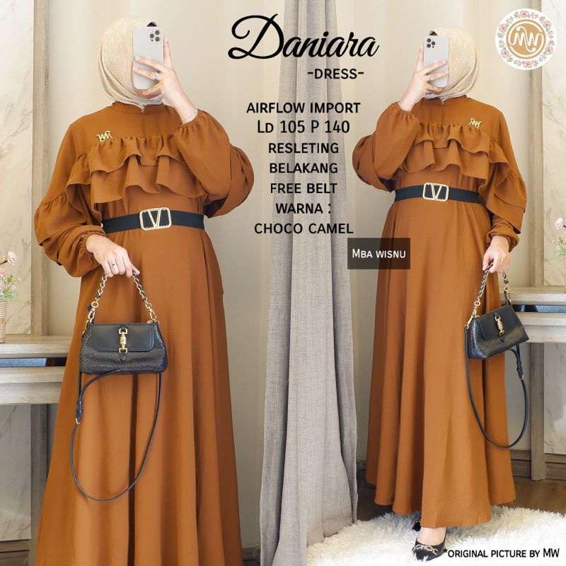 Daniara Dress Mba Wisnu Airflow Import / Gamis Kondangan Premium / gamis import