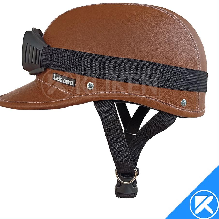 [VTH] Helm Sepeda Atau Berkuda Retro "LEK ONO" Dewasa Kulit Sintetis Dengan Kacamata BNG6