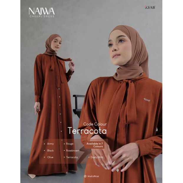 ready siap kirim najwa dress by khaif teracota olive army black