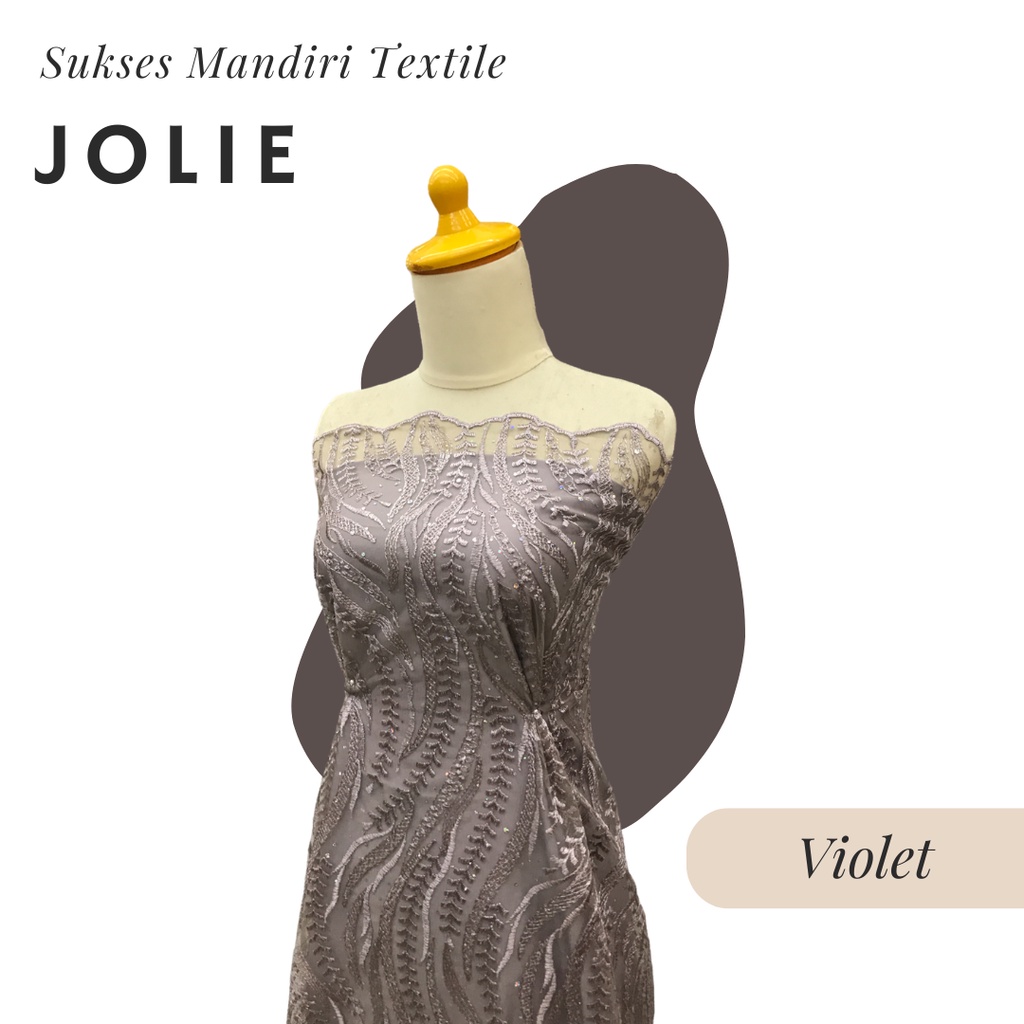 [JOLIE] Brokat Brukat Tile Premium Mewah Warna Violet Dusty Ungu Gelap | Harga ½ meter = 50 cm (Baha