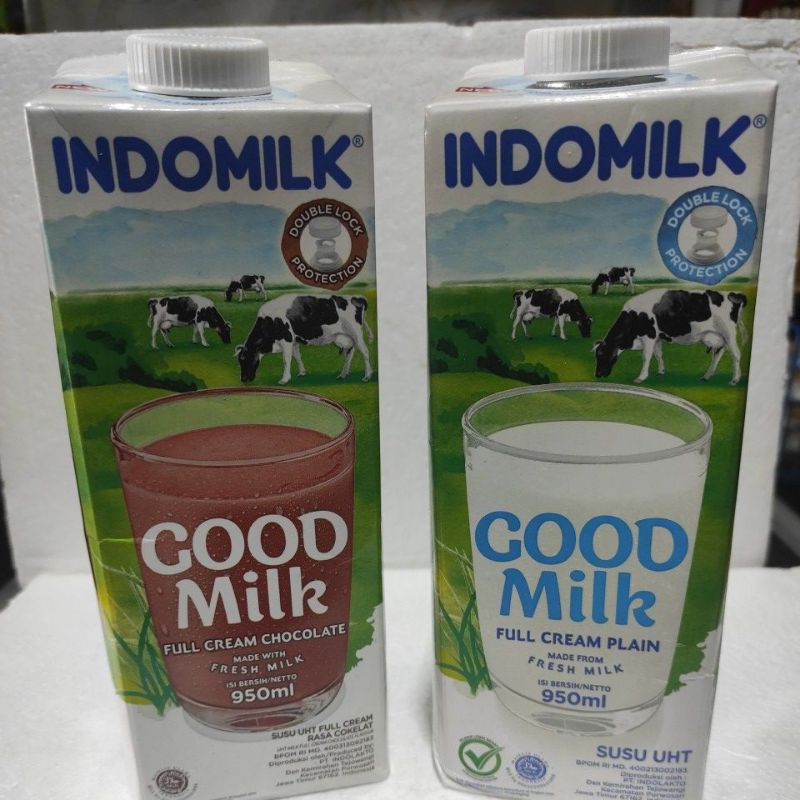 

Indomilk UHT Full Cream Plain Good Milk 950 Cc