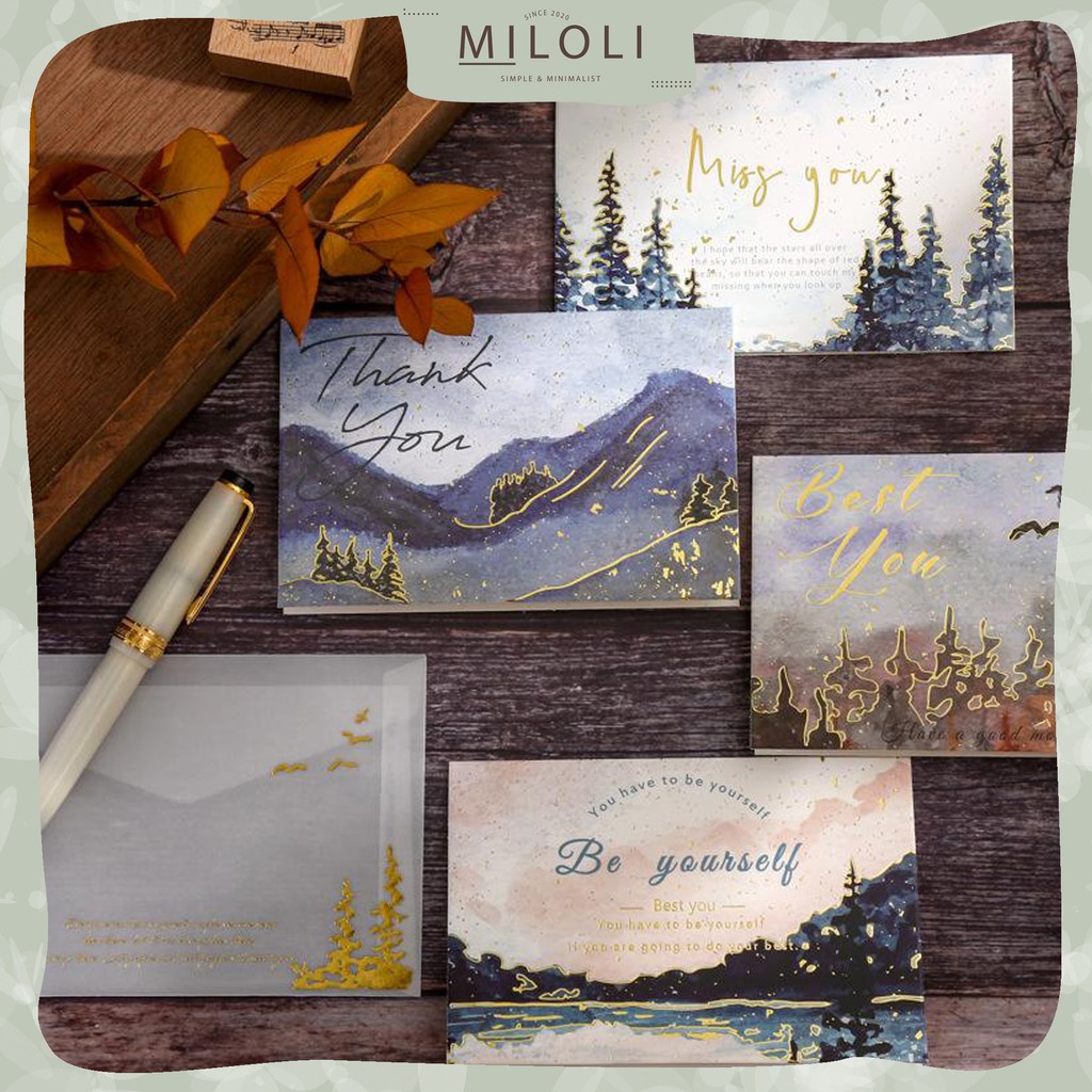 

[MILOLI] 4Pcs Kartu Ucapan GOLD HOT STAMP Greeting Cards - F0031